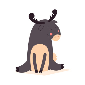 Cute elk. Vector illustration on white isolated background