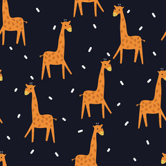 Seamless pattern with cartoon giraffe. for fabric print, textile, gift wrapping paper. colorful vector for kids, flat style