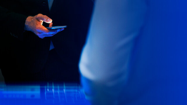 Man trying a newly invented phone