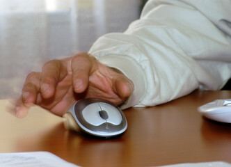 working with a computer mouse
