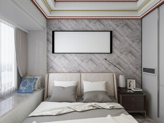 elegant and modern bedroom design, big bed with overcoat cabinet,