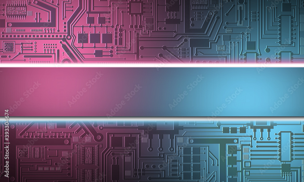 Poster pcb background. purple background with place for inscription. texture with lines like on a printed c