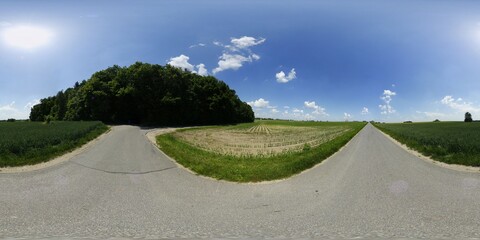 Asphalt road in the Countryside HDRI Panorama