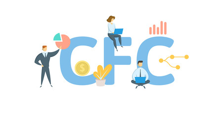 CFC, Court of Federal Claims. Concept with keywords, people and icons. Flat vector illustration. Isolated on white background.