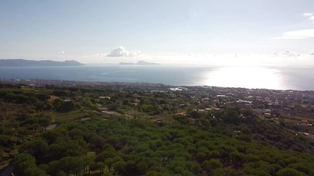 Aerial Panoramic view of Naples from the Mount Vesuvius, Naples Italy