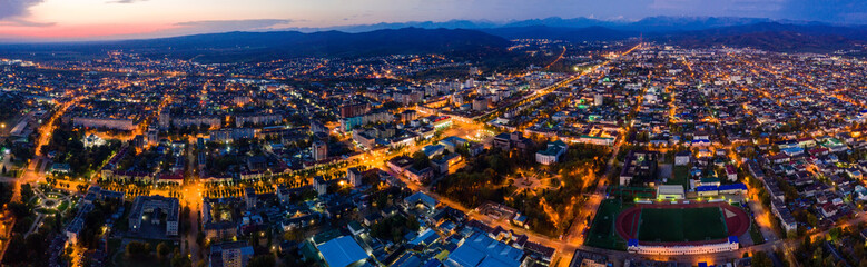 Nalchik city at night,  the capital city of the Kabardino-Balkarian Republic, Russia