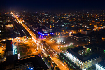 Nalchik city at night,  the capital city of the Kabardino-Balkarian Republic, Russia