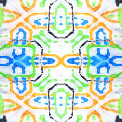 Ikat Vibrant Texture. Colorful Repeat Template.