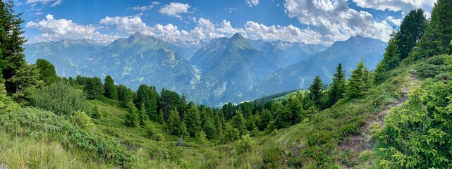 Panorama of Alps mountains, Mayrhofen, Austria, Europe