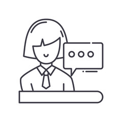 Consultant icon, linear isolated illustration, thin line vector, web design sign, outline concept symbol with editable stroke on white background.