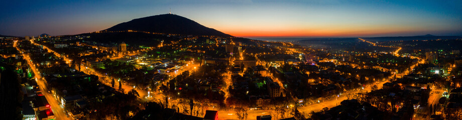 Panorama of Pyatigorsk city at night
