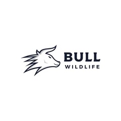 Strong Bull monoline logo design vector illustration