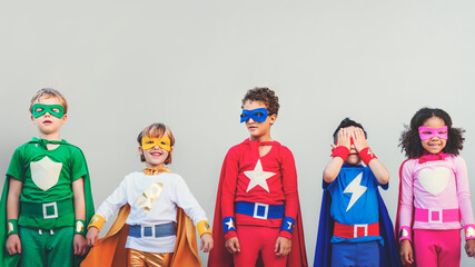 Superhero kids with superpowers