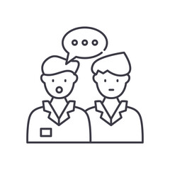 Consulting icon, linear isolated illustration, thin line vector, web design sign, outline concept symbol with editable stroke on white background.