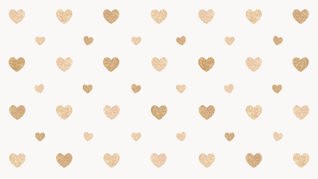 Seamless glittery gold hearts patterned background