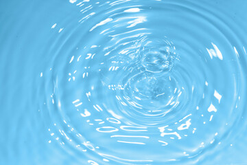 Water drop on clean blue background