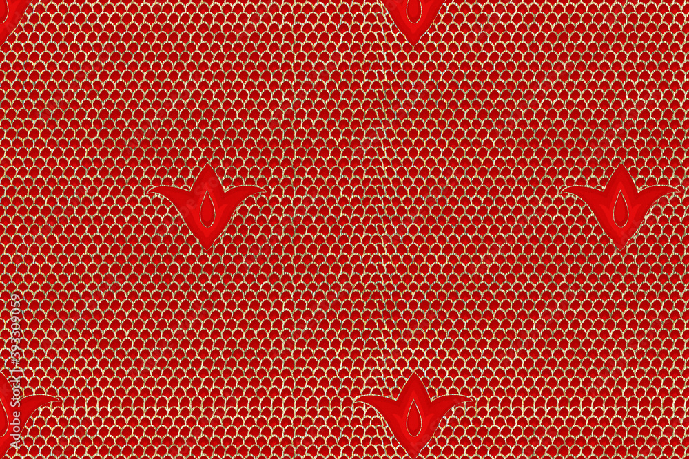 Poster oriental curve pattern red chinese background