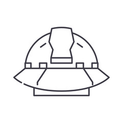 Construction hat icon, linear isolated illustration, thin line vector, web design sign, outline concept symbol with editable stroke on white background.