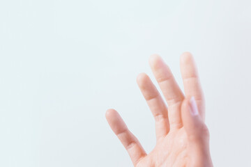 Obraz na płótnie Canvas Hand touching on invisible digital screen