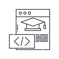 Course icon, linear isolated illustration, thin line vector, web design sign, outline concept symbol with editable stroke on white background.