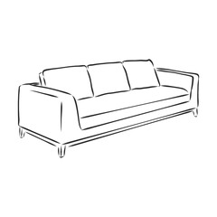 Sofa outline icon. Couch silhouette. Furniture for living room. Vector illustration. sofa vector sketch illustration