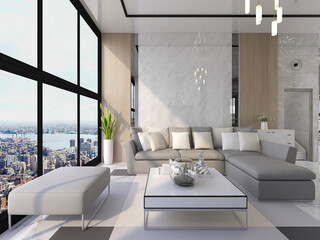 clean and tidy modern living room design, entrance with shoe cabinet, sofa, TV, table, leisure...