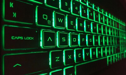 Green laptop gamer keyboard