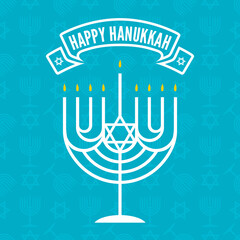 Hanukkah greeting card with Menorah. Vector illustration