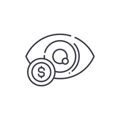 Cost per impression icon, linear isolated illustration, thin line vector, web design sign, outline concept symbol with editable stroke on white background.