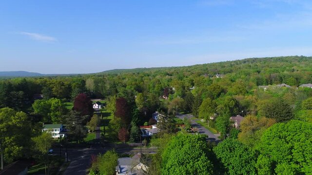 Beautiful Flyover of Trees in a Suburban Countryside