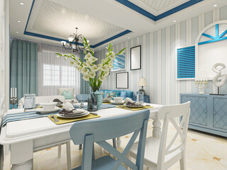 spacious dining room design next to the modern kitchen, with a beautiful dining table and greenery