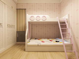 elegant and modern bedroom design, big bed with overcoat cabinet