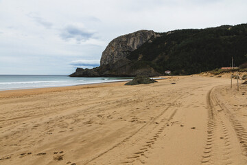 Laga's beach in Basque Country during a cloudy day