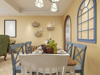 spacious dining room design next to the modern kitchen, with a beautiful dining table and greenery
