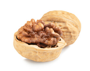 Walnuts isolated on white background. With clipping path.