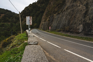 Access road to Laga beach in the Basque Country in a cloudy day