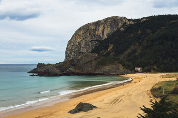 Laga's beach in Basque Country during a cloudy day in autumn