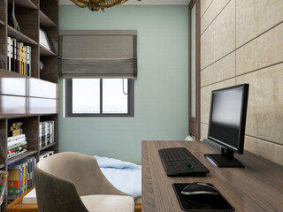 spacious modern residential study design, 