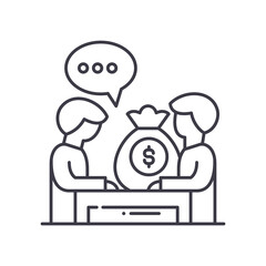 Corruption icon, linear isolated illustration, thin line vector, web design sign, outline concept symbol with editable stroke on white background.