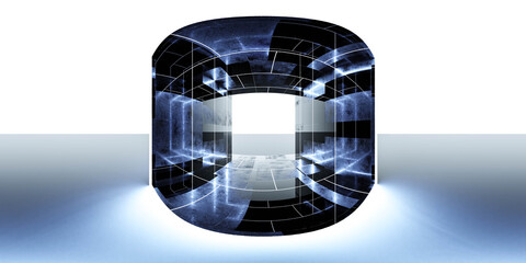 dark blue 360 modern futuristic technology panorama vr hdr style equi rectangular projection panorama 3d render illustration