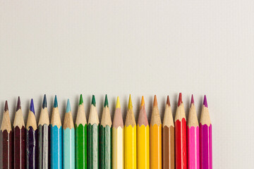 color pencils on white background