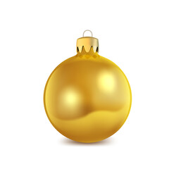 Golden Christmas tree toy, Christmas ball, holiday decoration, realistic vector.