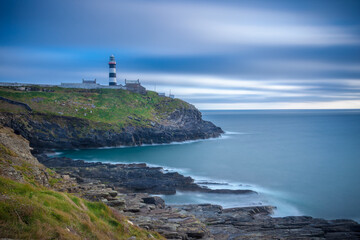 Fototapeta na wymiar Long Exposure Image Of The Lighthouse At The Old Head Of Kinsale