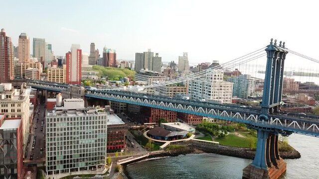 Slider Shot of the Manhattan Bridge and Dumbo Brooklyn