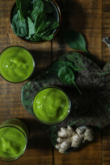 Vegan spinach and ginger smoothie drink