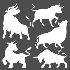 Bull template for postcard, vector illustration