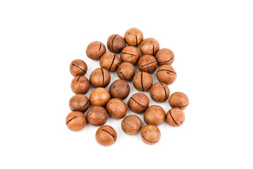 macadam nuts with clipping path on a white isolated background