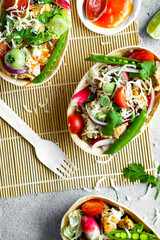 Homemade tex mex taco boats food recipe idea