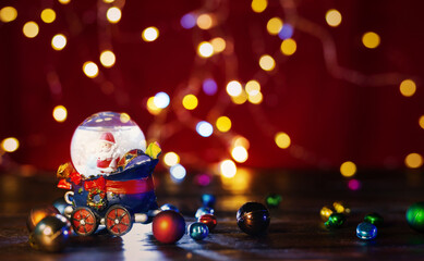 Christmas snowglobe,Merry Christmas and happy new year concept background.