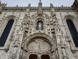 Lisbon, Portugal - October 29, 2019: View on Jeronimos Monastery at Lisbon, Portugal at autumn weather